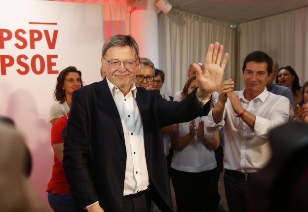 Ximo Puig, el domingo por la noche tras imponerse en las primarias del PSPV.