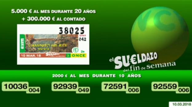 Números de la ONCE del sábado 10 de marzo de 2018 Números de la ONCE del sábado 10 de marzo de 2018