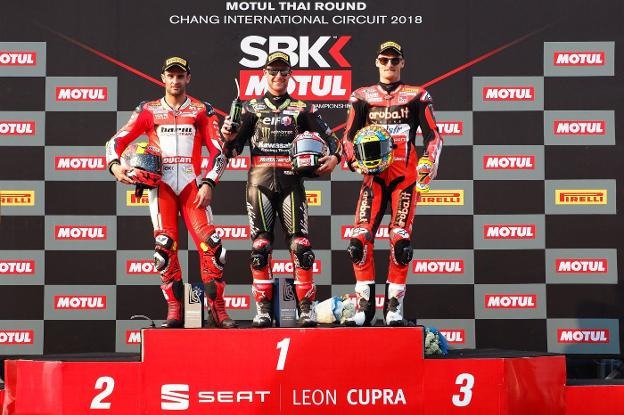 Xavi Forés sube por primera vez a la segunda posición del cajón en Superbikes. / SBK