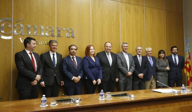 Mainar, Morata, el conseller Climent, Folgado y Corell. / j. signes