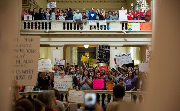 Protesta de profesores de Oklahoma. /AFP