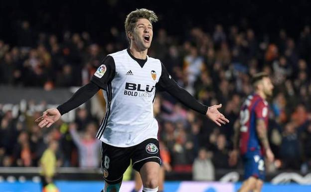 Vietto celebra un gol frente al Levante./AFP