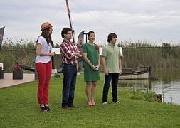 La presentadora Eva González, junto al jurado de 'MasterChef': Pepe Rodríguez, Samantha Vallejo-Nágera y Jordi Cruz. / TVE/