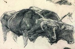 BUEYES. Uno de los tres dibujos de Sorolla vendidos, por 12.000 euros, realizado en lápiz. /LP/