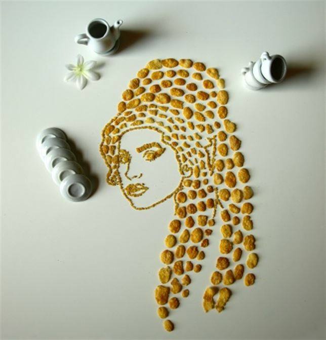 Retratos de artistas con cereales