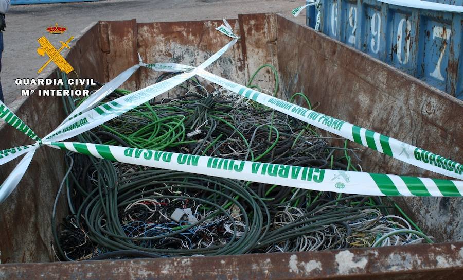 Intervenidas más de 15 toneladas de cableado de cobre robado en instalaciones estratégicas