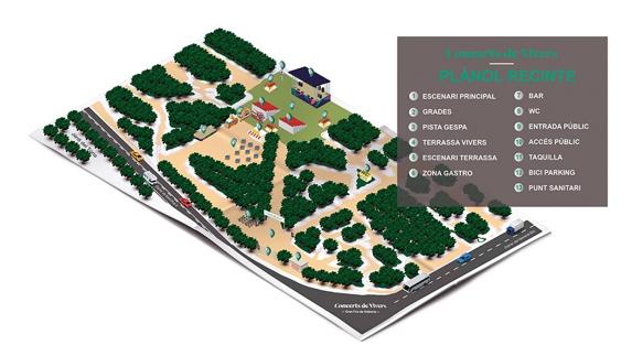 Gradas y césped artificial para vivir los conciertos de Viveros de Valencia durante la Feria de Julio 2017