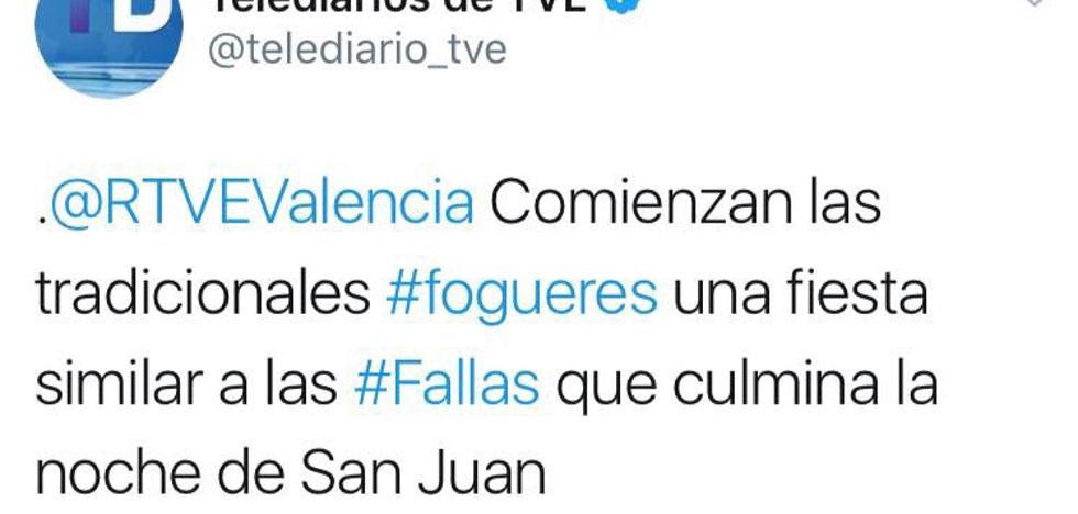 Las redes sociales se indignan con TVE por comparar las hogueras con las fallas