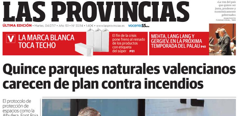 Portada de LAS PROVINCIAS del martes 4 de julio de 2017