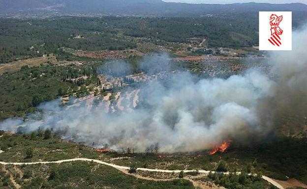 Controlado el incendio forestal declarado en el término de Vall d'Alba