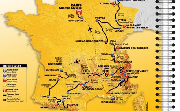 PDF | Libro de ruta del Tour de Francia 2017: recorrido, perfil y horarios de salida y llegada de todas las etapas