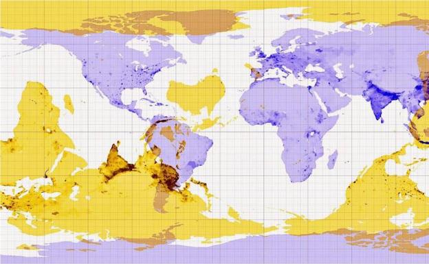 Un mapa muestra con detalle qué hay en las antípodas de cada punto de la Tierra