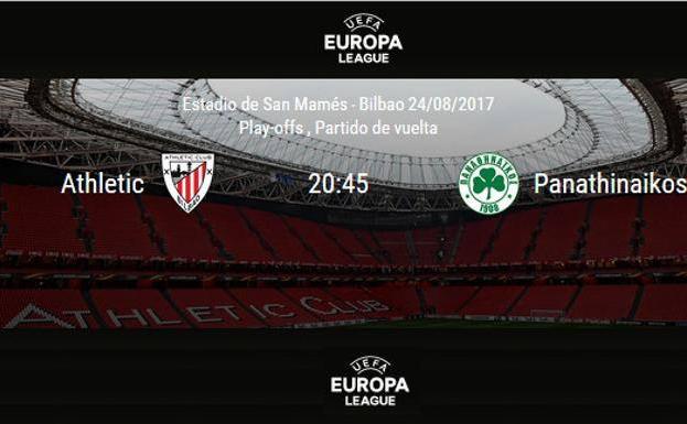 Directo | Athletic Club vs. Panathinaikos. Horario y televisión. Vuelta de la Previa de la Europa League. Ver online