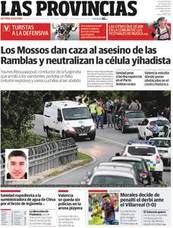 Portada de LAS PROVINCIAS del martes 22 de agosto de 2017