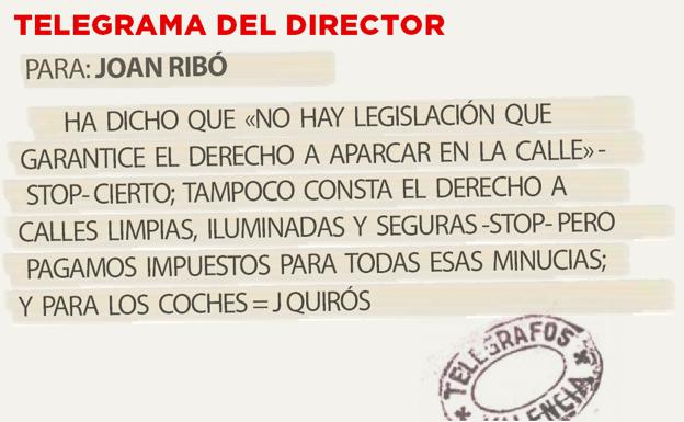 Telegrama para Joan Ribó