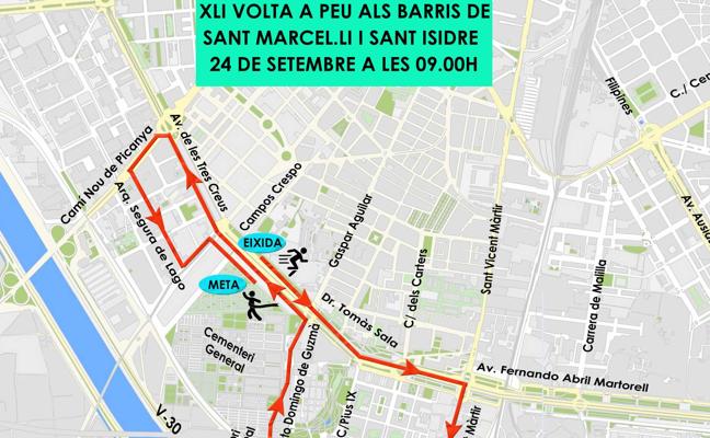 Calles cortadas, recorrido y horario de la Volta a Peu a San Marcelino y San Isidro 2017