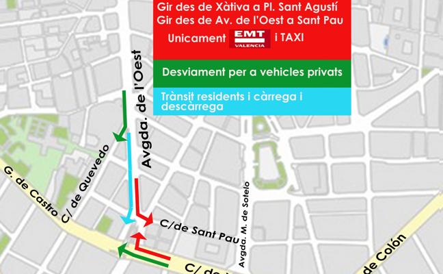 Enésimo cambio para circular en coche por el centro de Valencia
