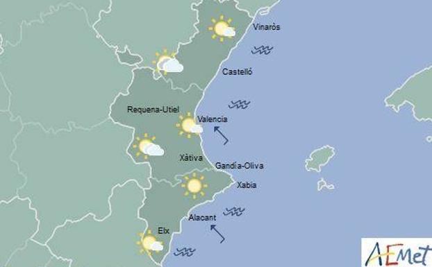 El tiempo en Valencia, Alicante y Castellón | Chubascos débiles por la tarde en el interior y descenso de las máximas