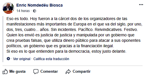 Un alto cargo del Consell acusa al Gobierno de crear «pruebas falsas» para encarcelar a los independentistas