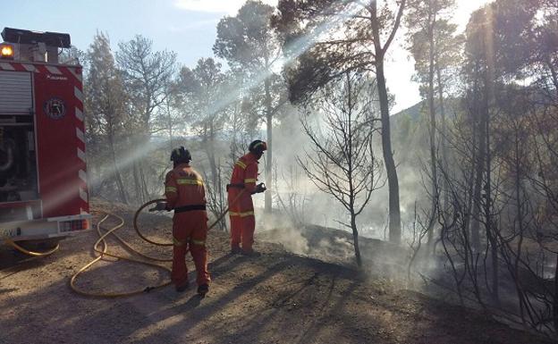 7.500 m2 de monte, quemados en Andilla en un incendio forestal