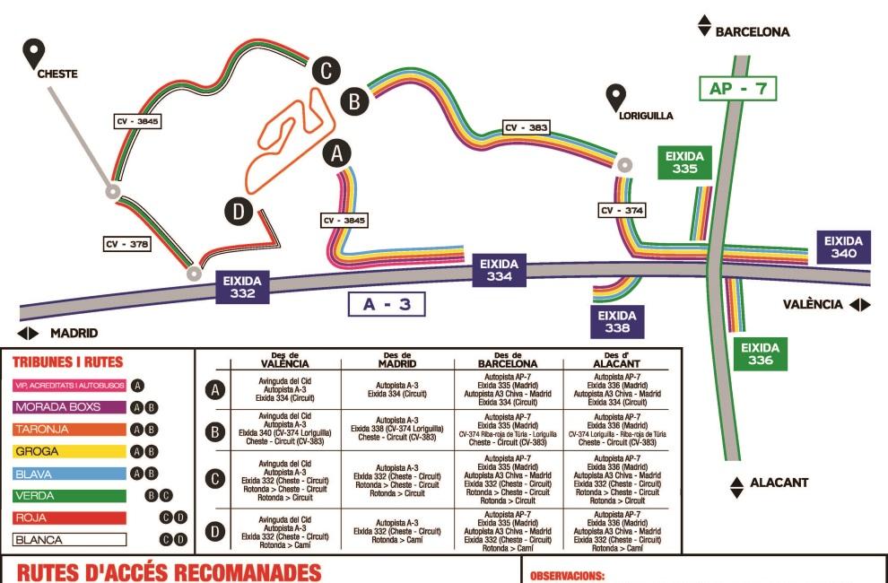 Cómo llegar al circuito de Cheste y rutas de acceso para evitar atascos