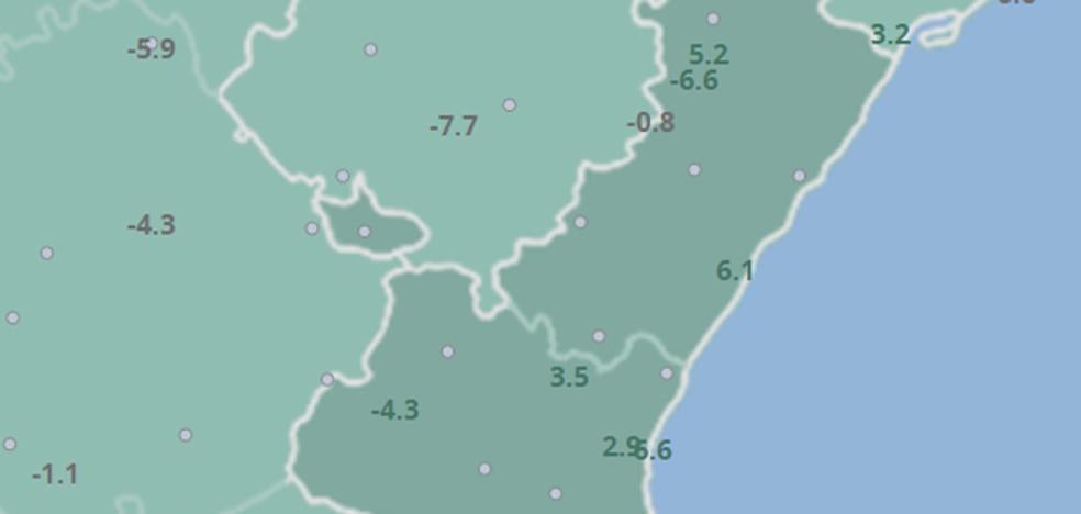 Las mínimas se desploman 10 grados y caen hasta los -8º en el interior de Valencia
