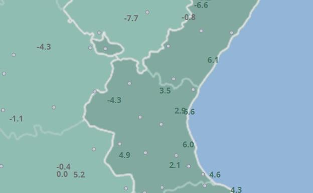 Las mínimas se desploman 10 grados y caen hasta los -8º en el interior de Valencia