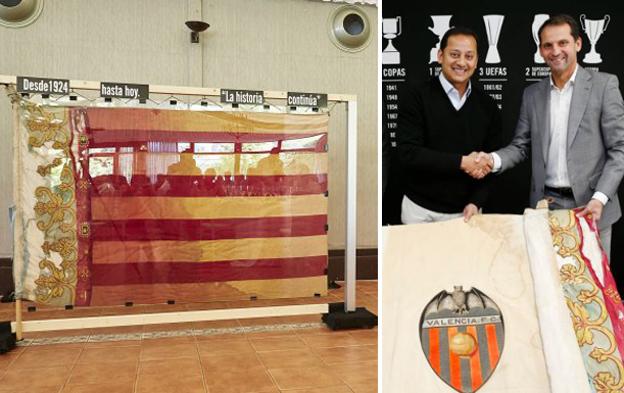 El Valencia CF recibe la bandera robada e iniciará su restauración