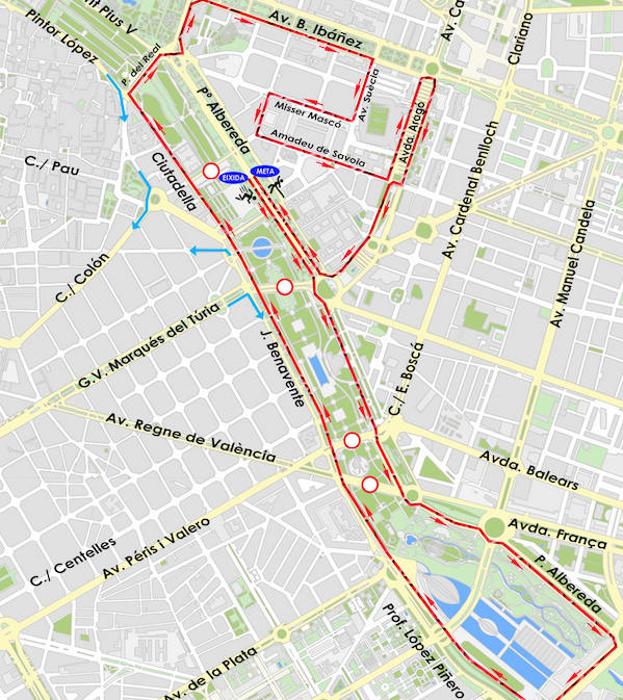 Calles cortadas el sábado y el domingo por la celebración de la 10K Valencia Ibercaja 2018