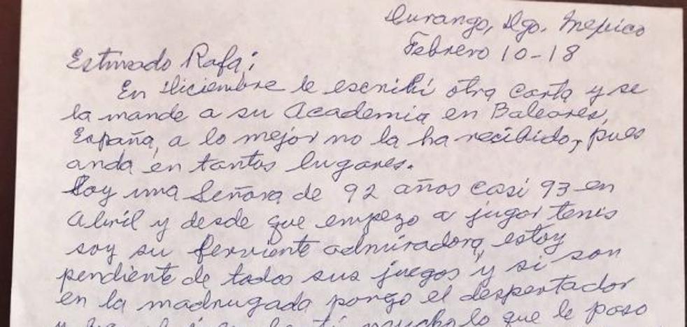 La carta de una mujer de 92 años que ha emocionado a Rafa Nadal