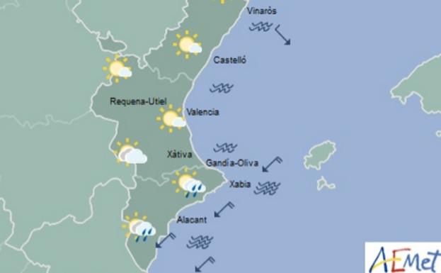 Temperaturas en descenso en la Comunitat y lluvias ocasionales mañana en la mitad sur