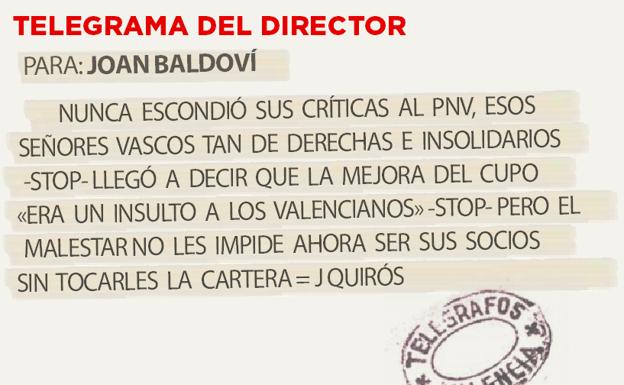 Telegrama para Joan Baldoví