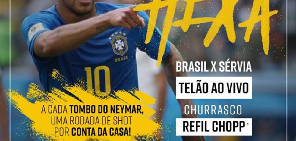 Un bar de Río invita a una ronda de chupitos por cada caída de Neymar
