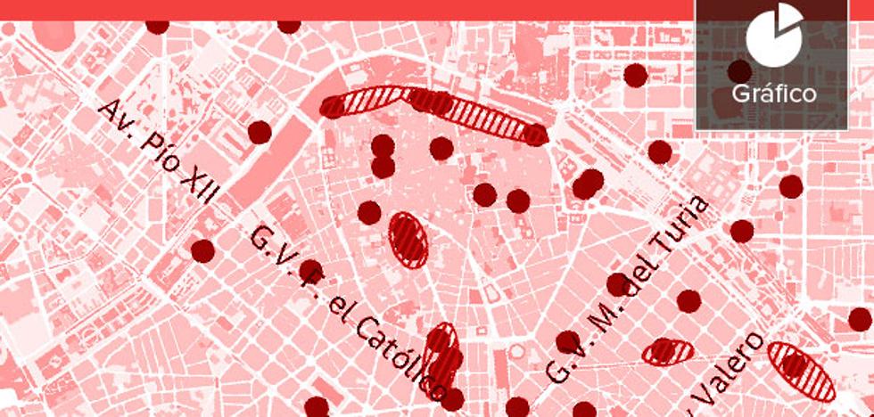 Las obras siembran el caos en el centro de Valencia
