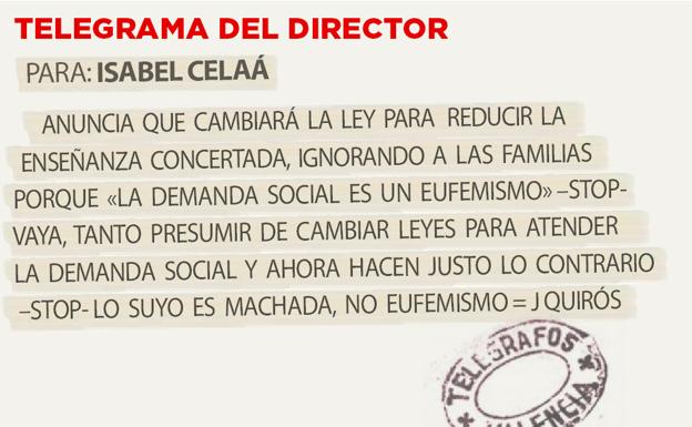 Telegrama para Isabel Celaá