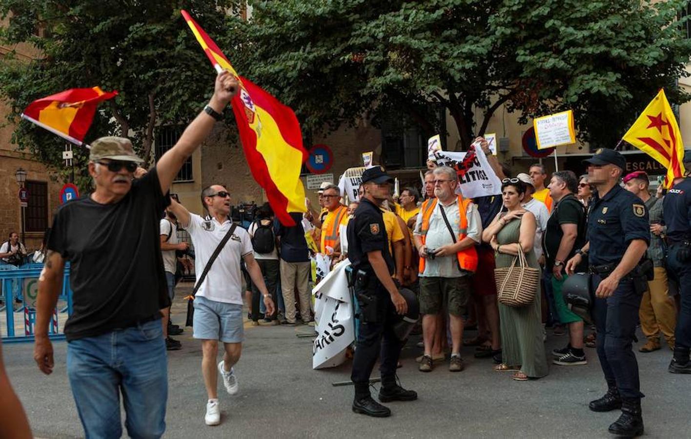 Concentración a favor y en contra de la monarquía en Palma