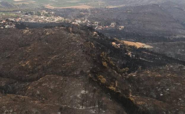 El incendio de Llutxent afecta a zonas de especial protección para las aves