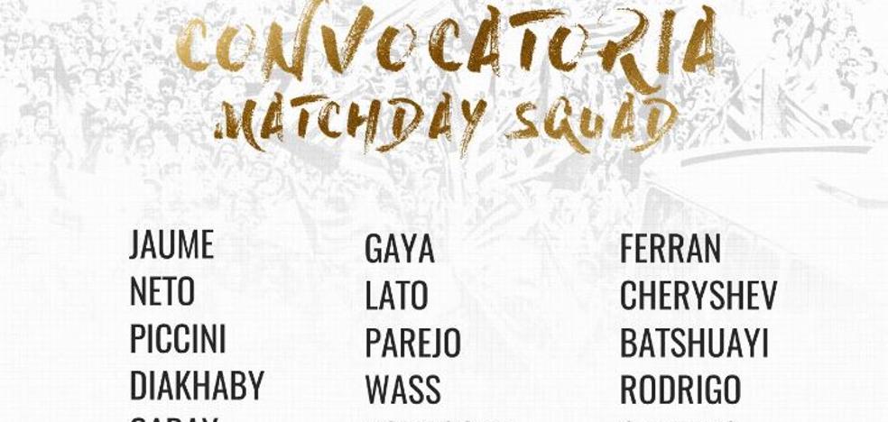 Batsuayhi, Gameiro y Cheryshev, convocados contra el Atlético de Madrid