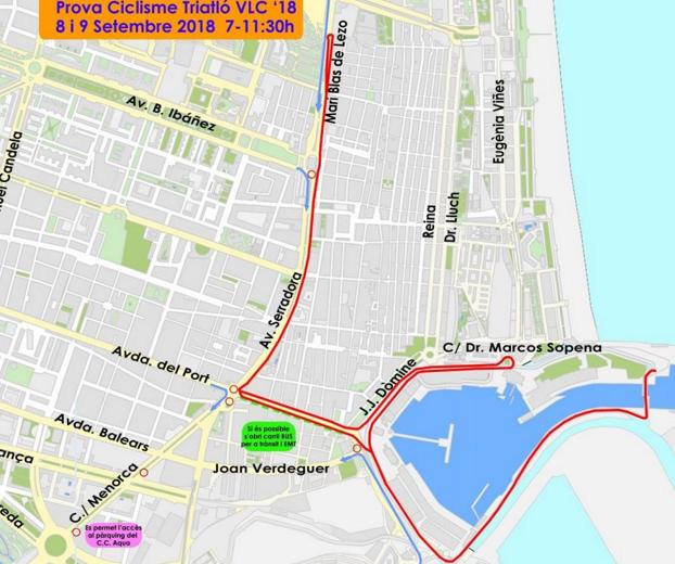 Calles cortadas en Valencia por el triatlón