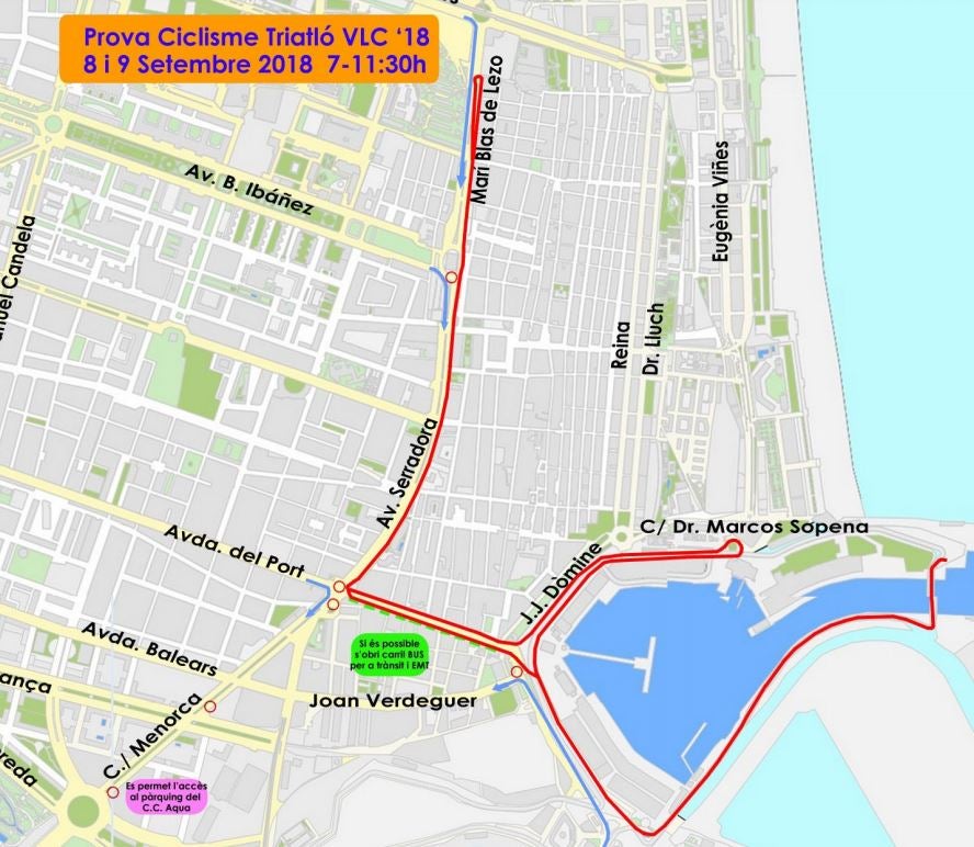 Calles cortadas en Valencia por el triatlón