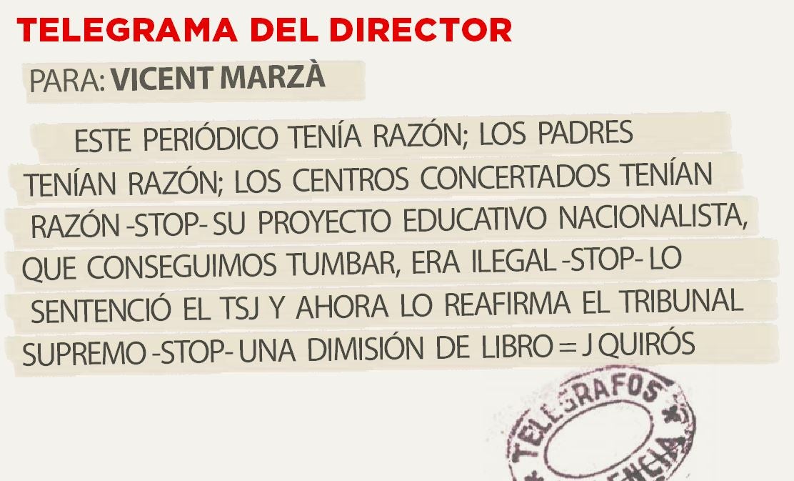 Telegrama para Vicent Marzà