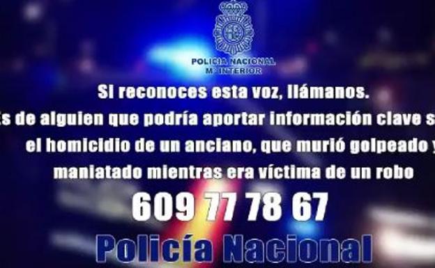 La Policía Nacional pide colaboración para identificar un audio anónimo relacionado con un homicidio