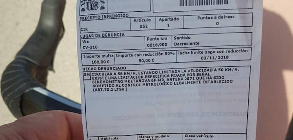 Un radar multa a un ciclista por exceso de velocidad en Náquera