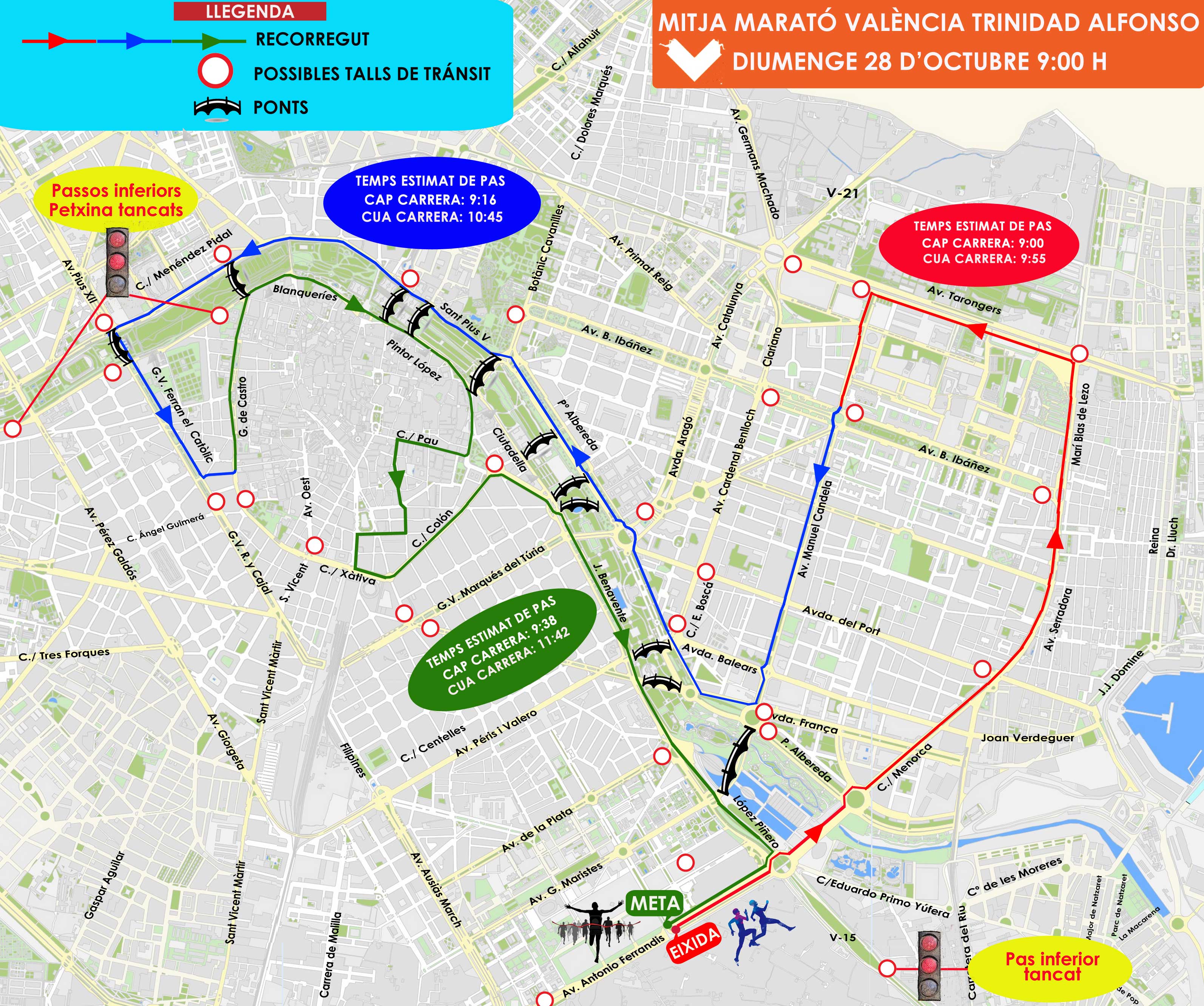 Calles cortadas en Valencia por el Medio Maratón 2018