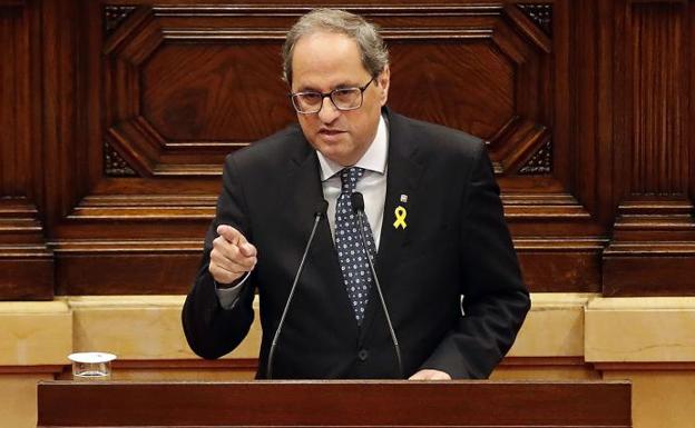 Torra oficializa en el Parlamento catalán su ruptura con el Gobierno