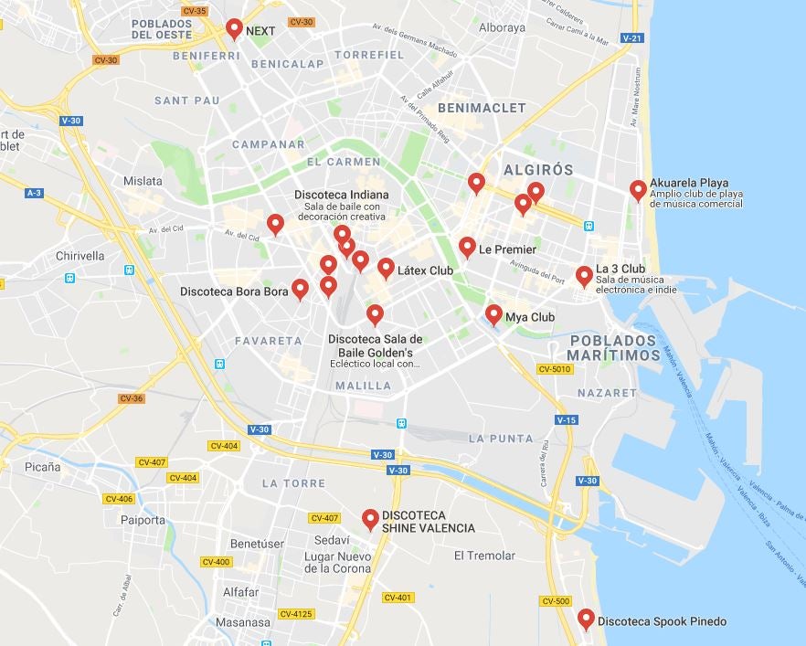 Todas las discotecas que hay en Valencia