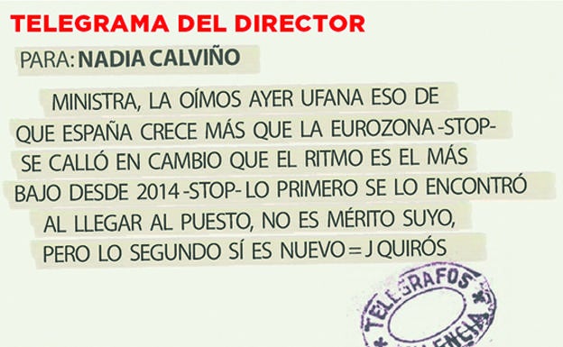 Telegrama para Nadia Calviño