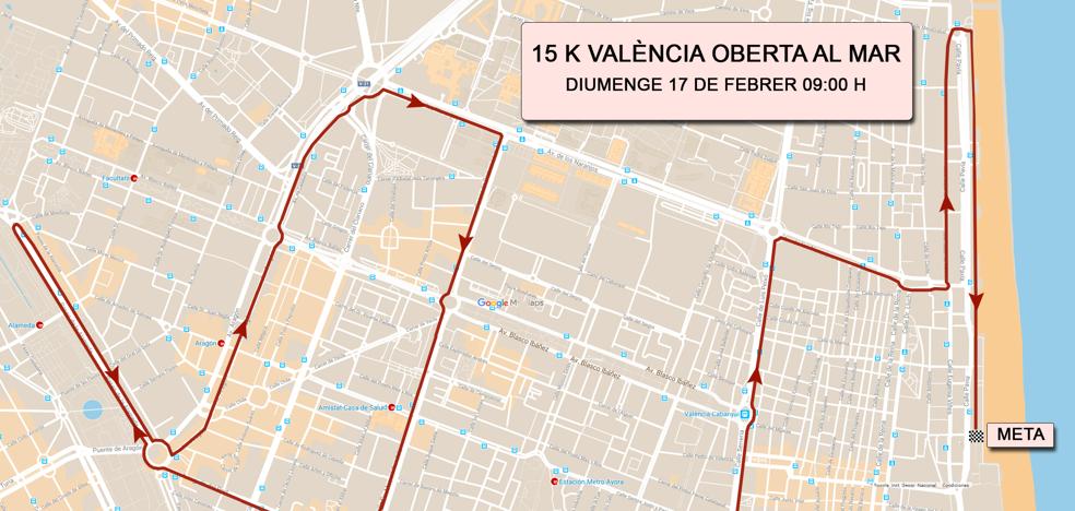 Calles cortadas en Valencia durante la 15K
