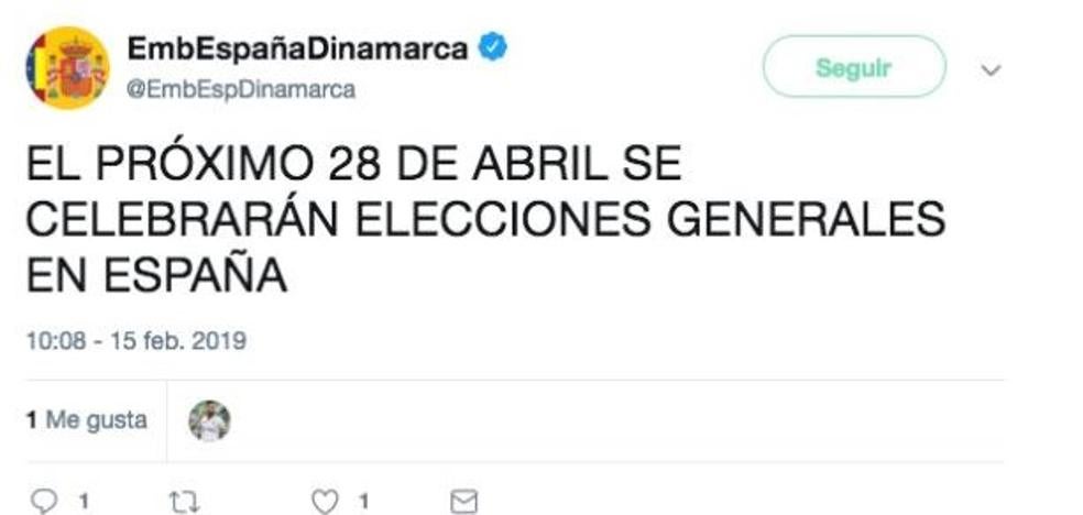 La embajada de España en Dinamarca anunció la fecha de las elecciones generales ¡16 minutos antes que Pedro Sánchez!