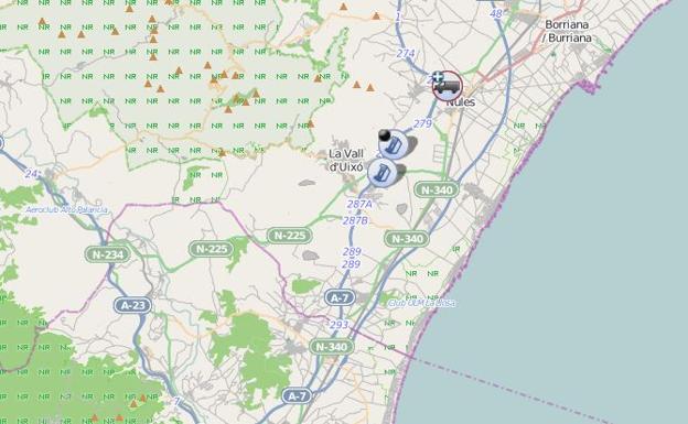 Un accidente entre cinco coches provoca un atasco de hasta siete kilómetros en la A-7